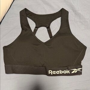 Reebok Black Racerback Logo Sports Bra